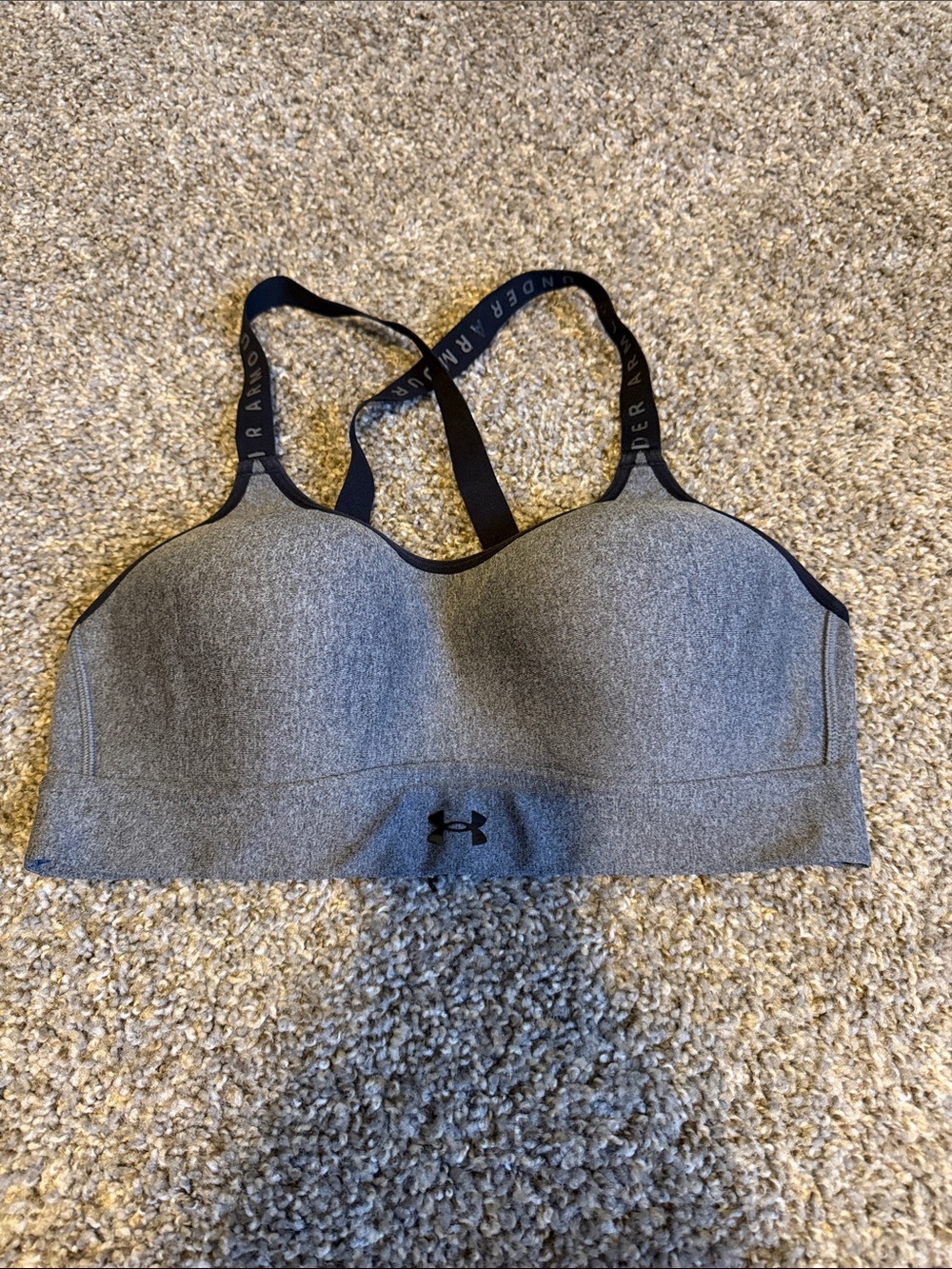 Under Armour Gray Heather Light-Impact Sports Bra with Branded Straps